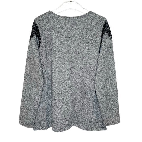 Charming Charlie Gray and Black Lace Trim Pullover Crewneck Sweatshirt - Size XL - Picture 5 of 5